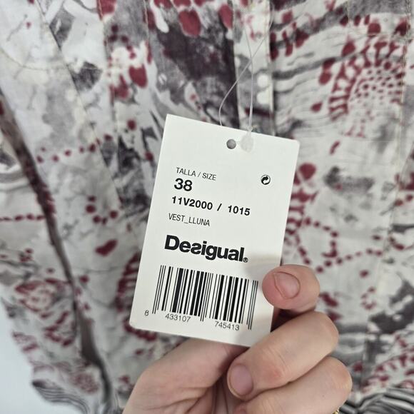 Desigual White Gray Striped Long Sleeve Button Up Arsty Mini Dress Size 8 - Picture 4 of 11
